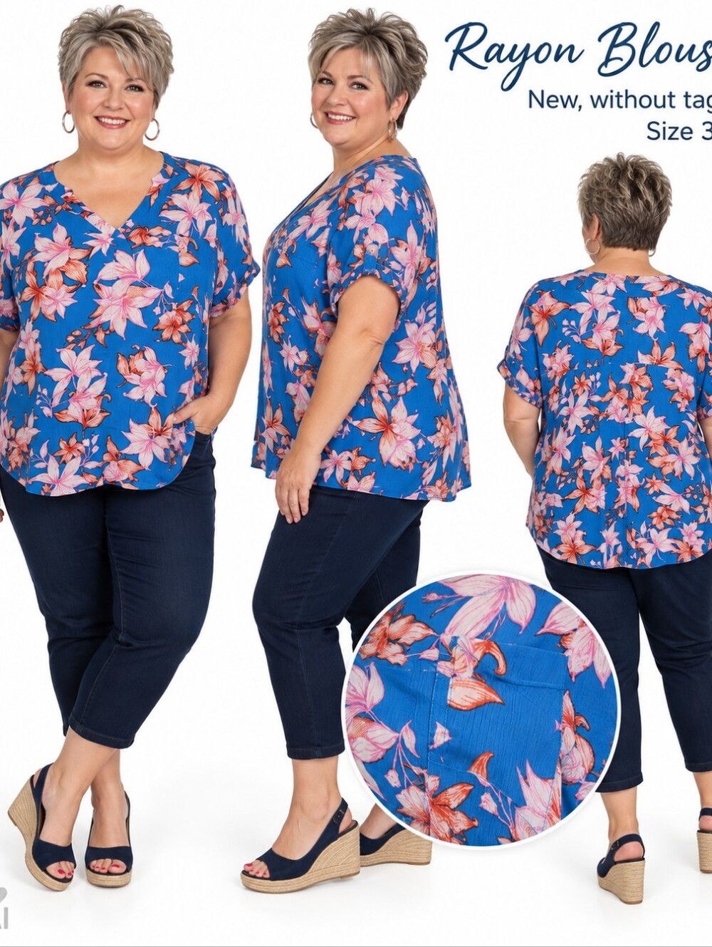 Signature Studio Floral Casual Blouse. NWOT, 3X